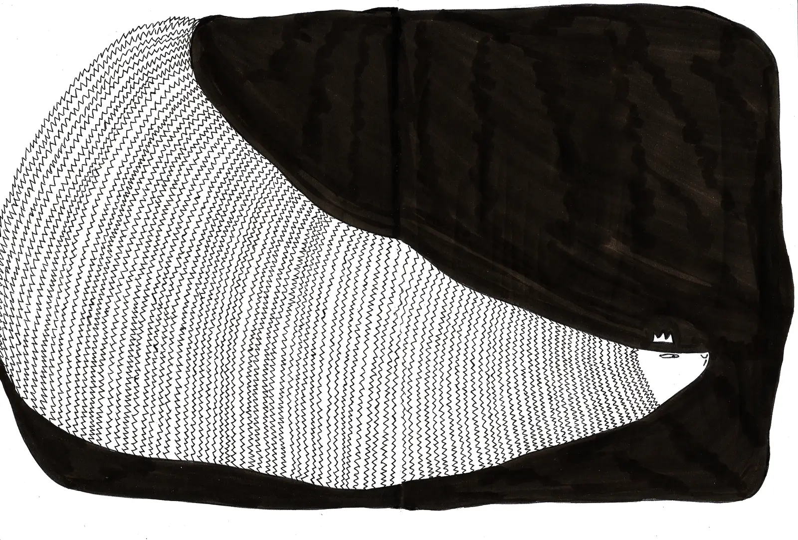 Illustration montrant une tanière imaginaire peuplée de formes et de créatures.