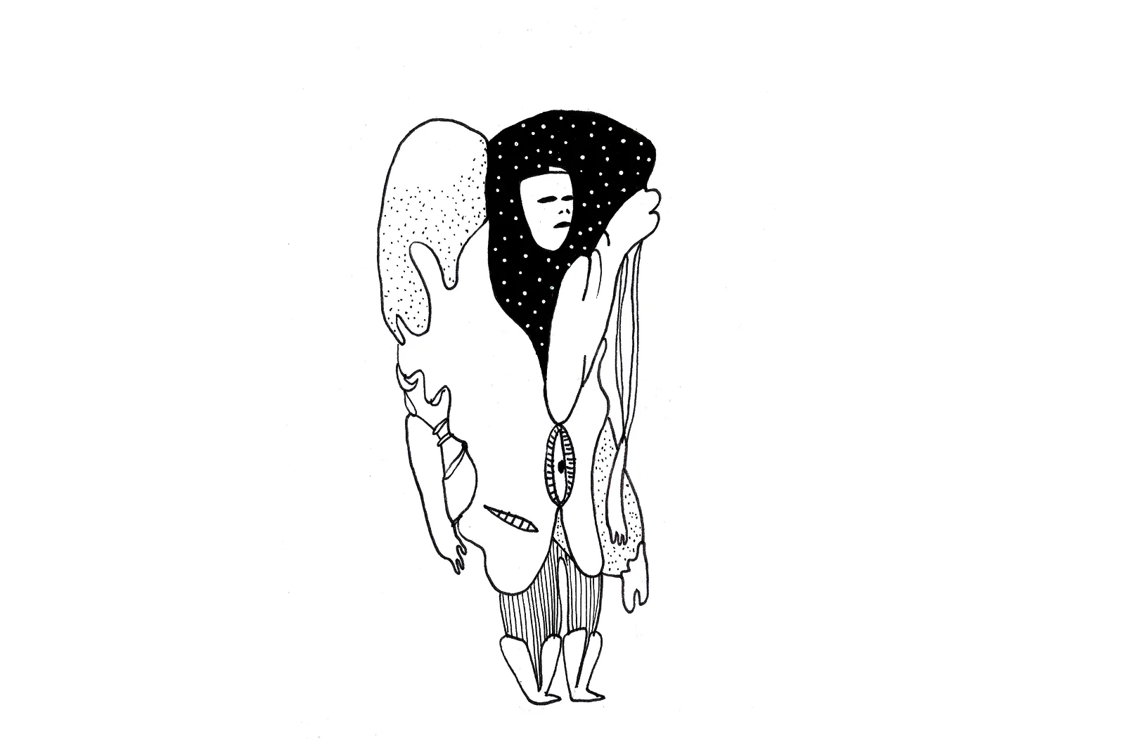 Illustration montrant une figure à la tête remplie d'un ciel étoilé.